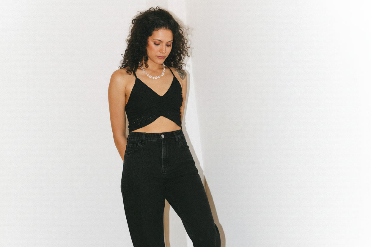 denim mom fit -Reina black