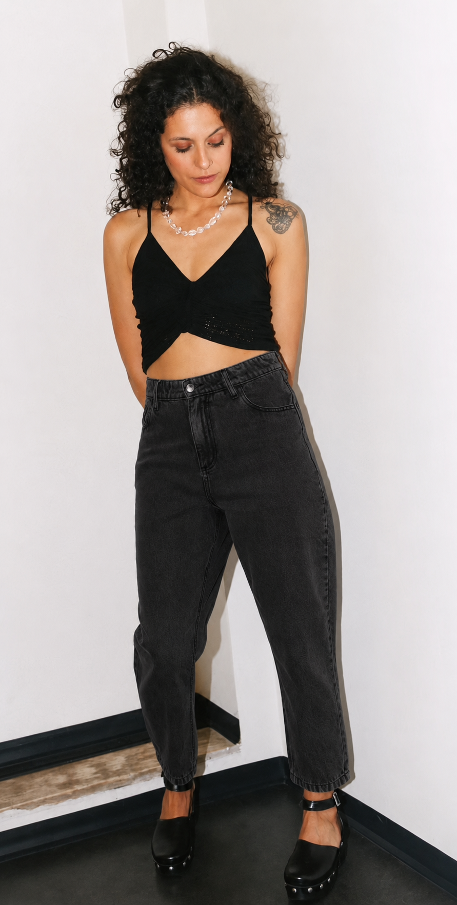 denim mom fit -Reina black